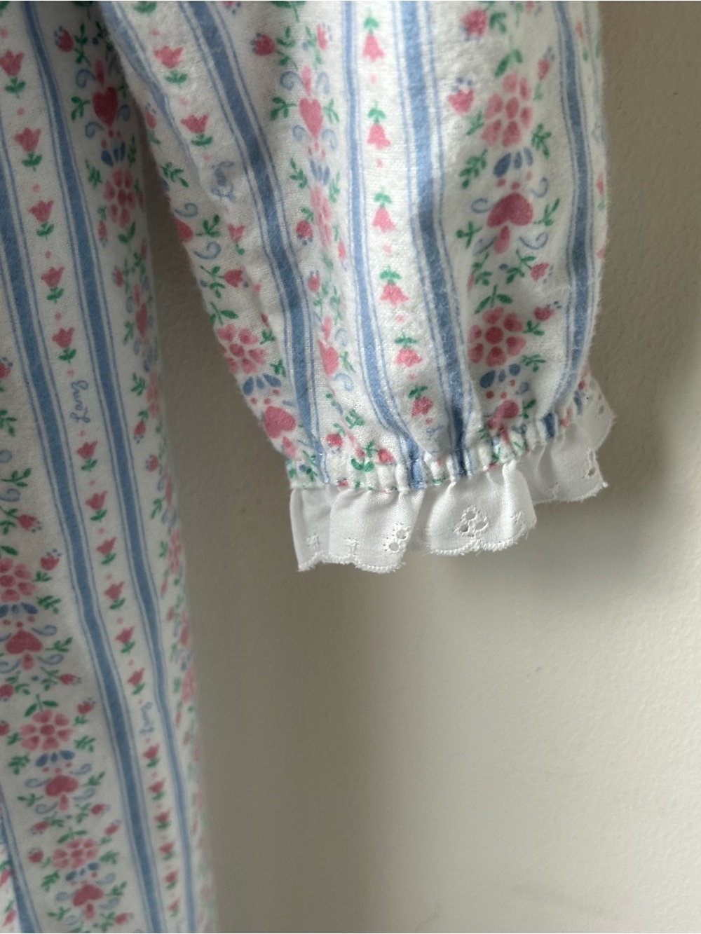 Lanz of Salzburg Traditional Flannel Nightgown Size Small Floral Tyrolean Sleep - Picture 6 of 9